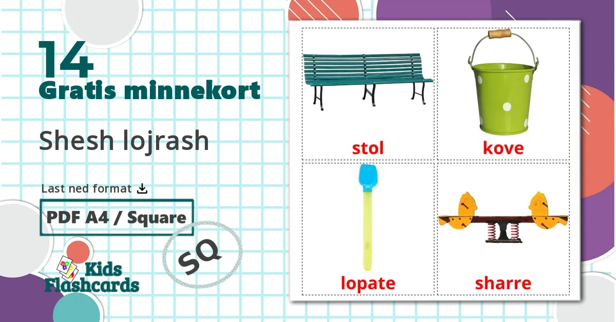 Lekeplass - Ordforrådskort for albansk