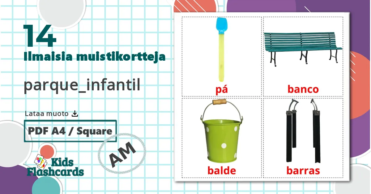 14 Leikkikenttä lasten kuvakortit