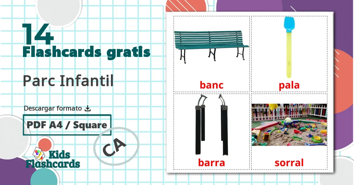 14 tarjetas didacticas de Parc Infantil