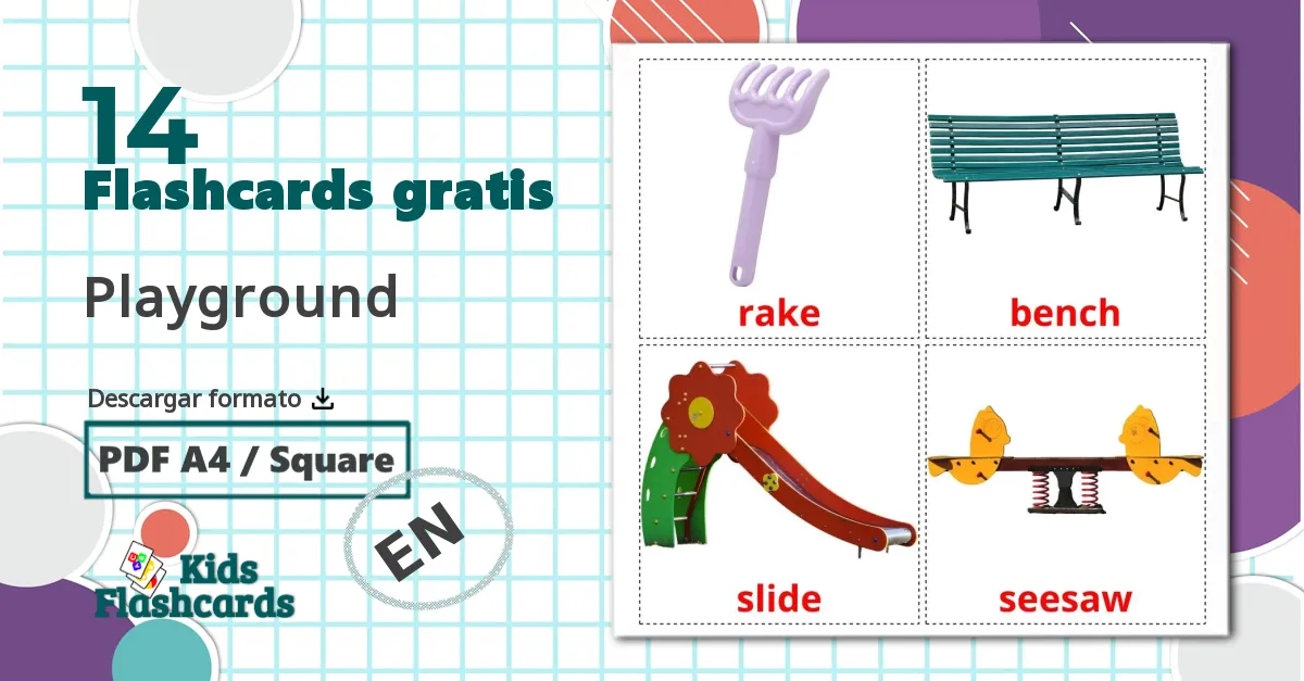 14 tarjetas didacticas de Playground