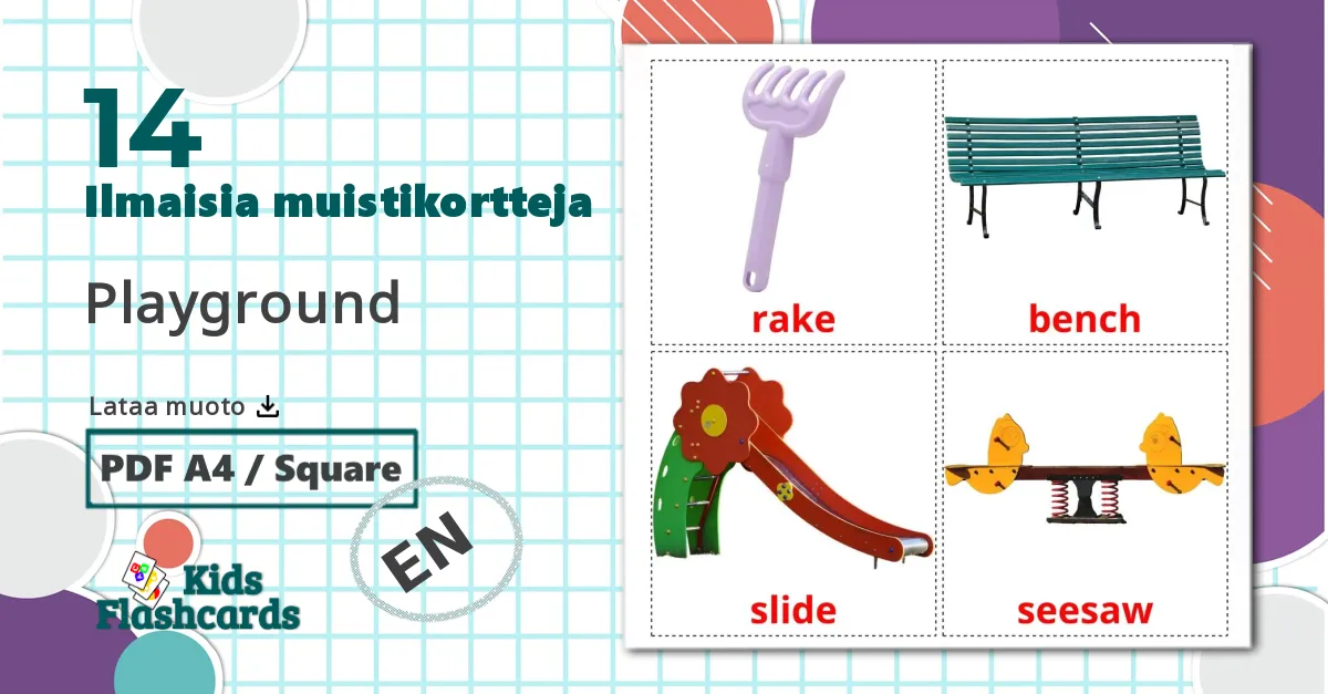 14 Playground lasten kuvakortit