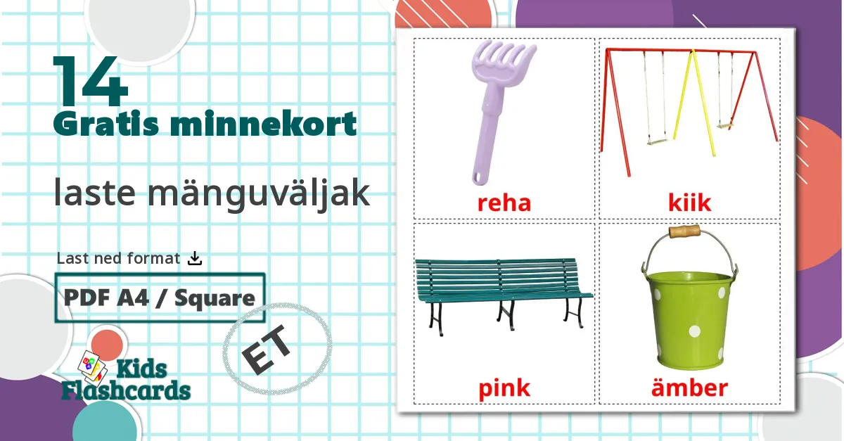 14 laste mänguväljak bildekort