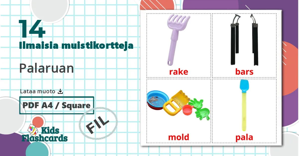 14 Palaruan lasten kuvakortit