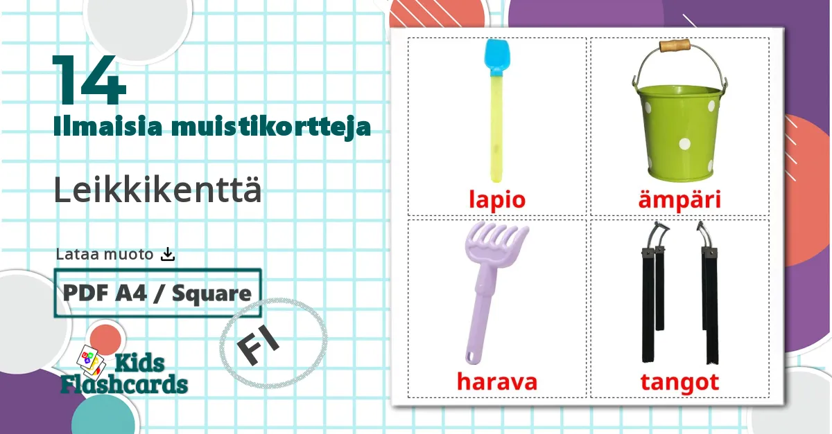 14 Leikkikenttä lasten kuvakortit