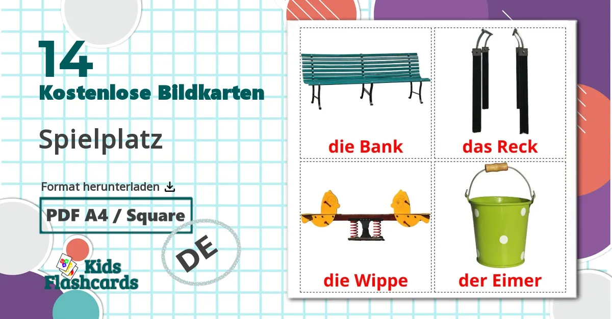 14 Bildkarten für Spielplatz