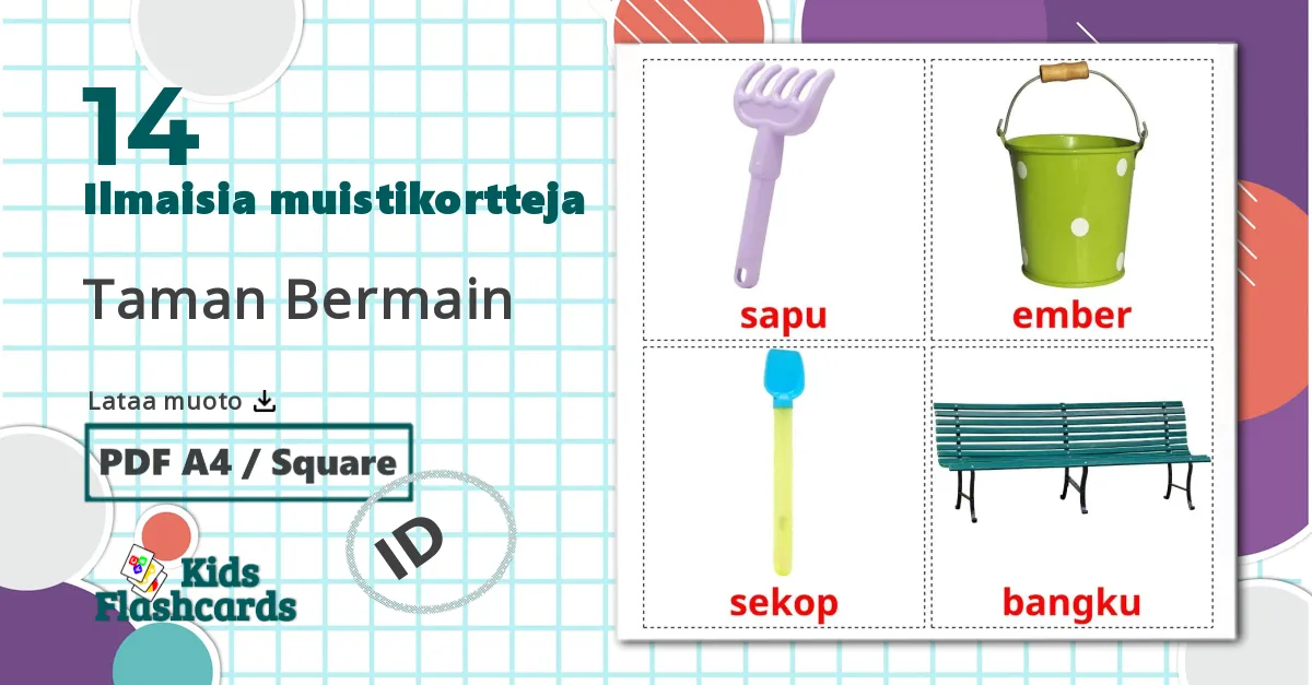 14 Taman Bermain lasten kuvakortit