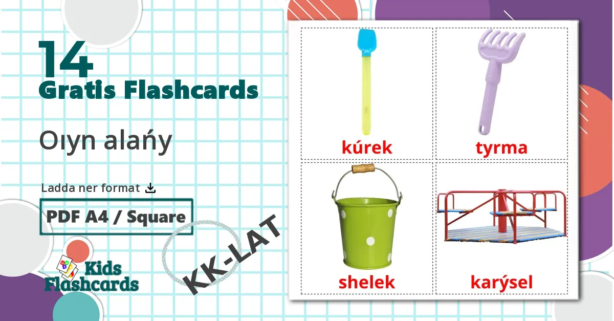 14 Oıyn alańy bildkort för barn