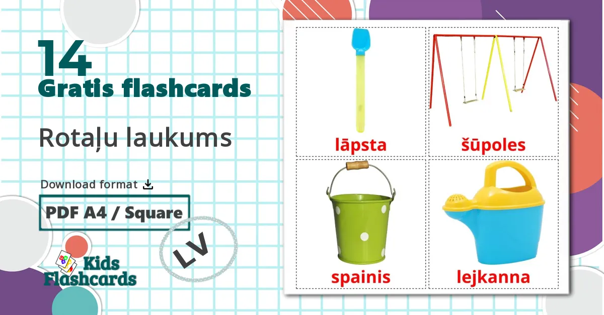 14 Rotaļu laukums billedkort for børn