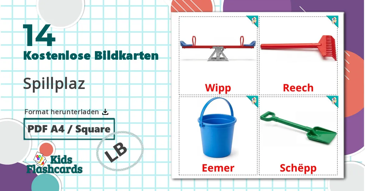 14 Bildkarten für Spielplatz