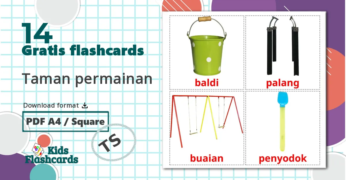 14 Taman permainan billedkort for børn