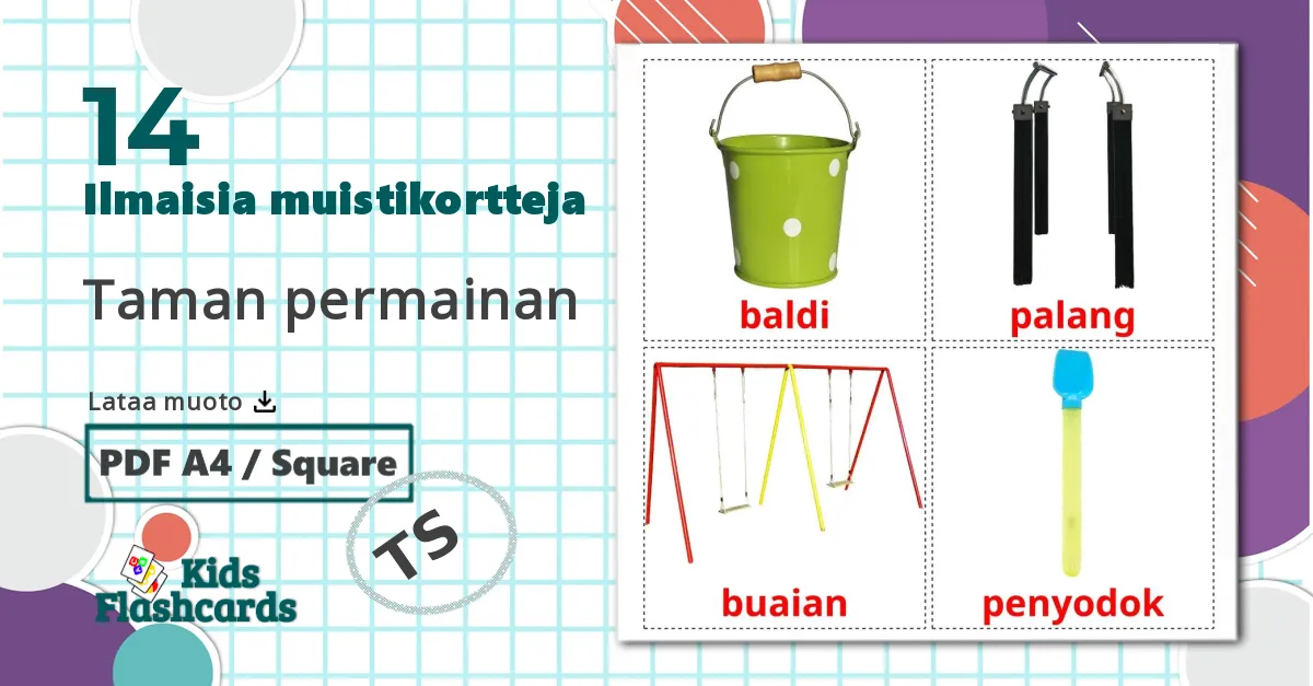14 Taman permainan lasten kuvakortit