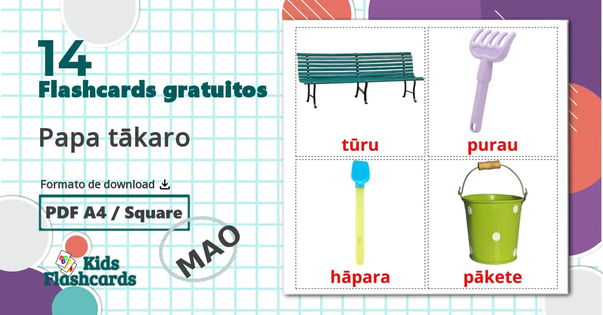 14 Flashcards de Papa tākaro