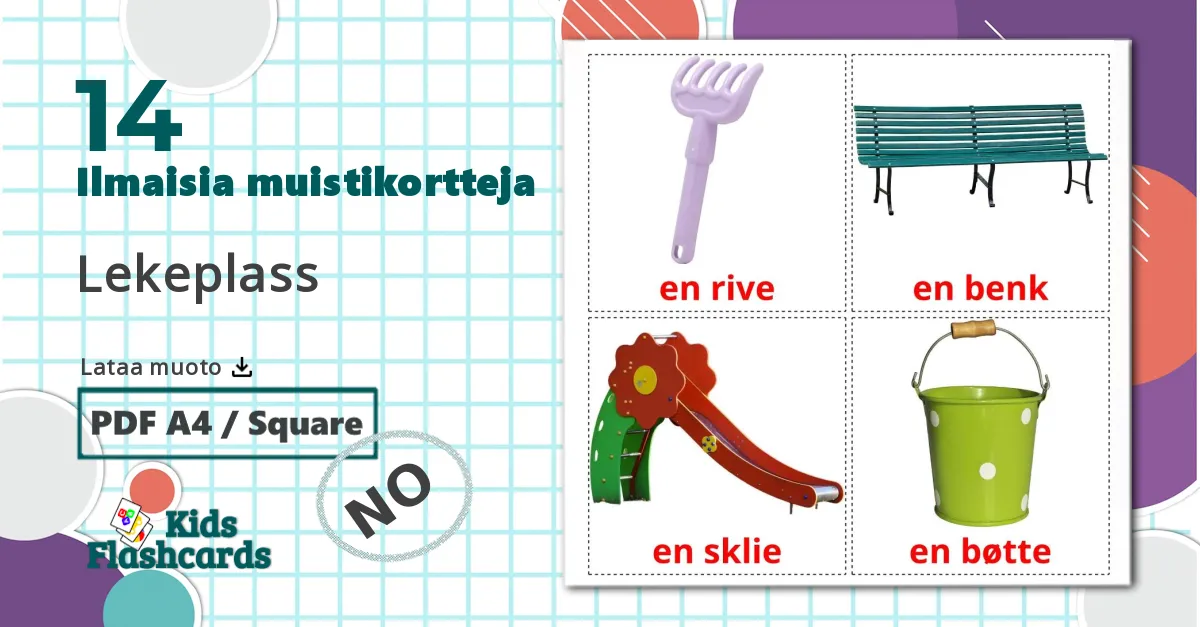 14 Lekeplass lasten kuvakortit