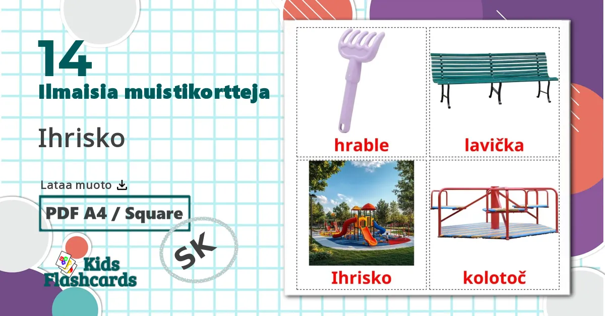 14 Ihrisko lasten kuvakortit