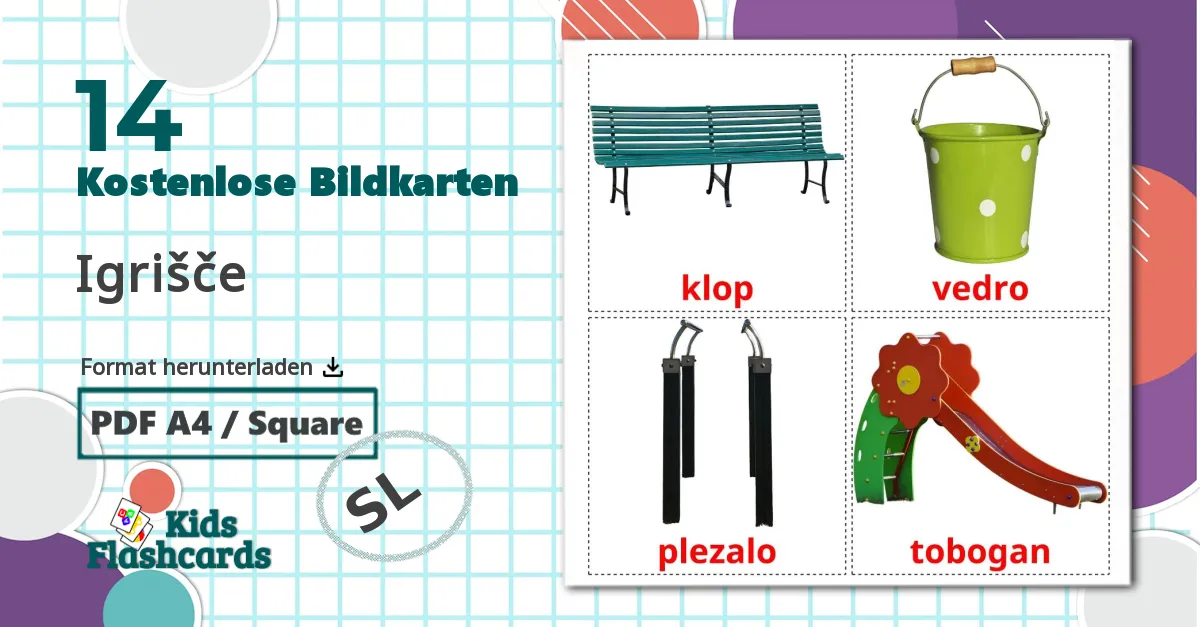 14 Bildkarten für Spielplatz