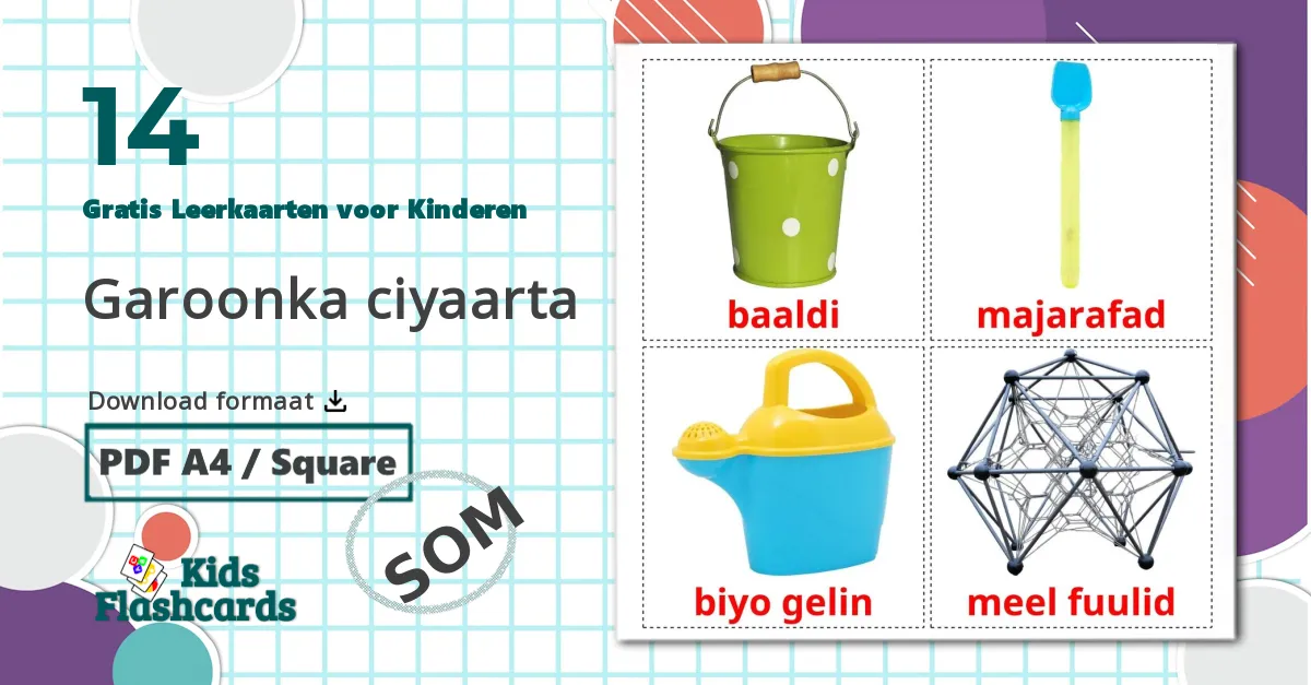 14 Garoonka ciyaarta Leerkaarten voor kinderen
