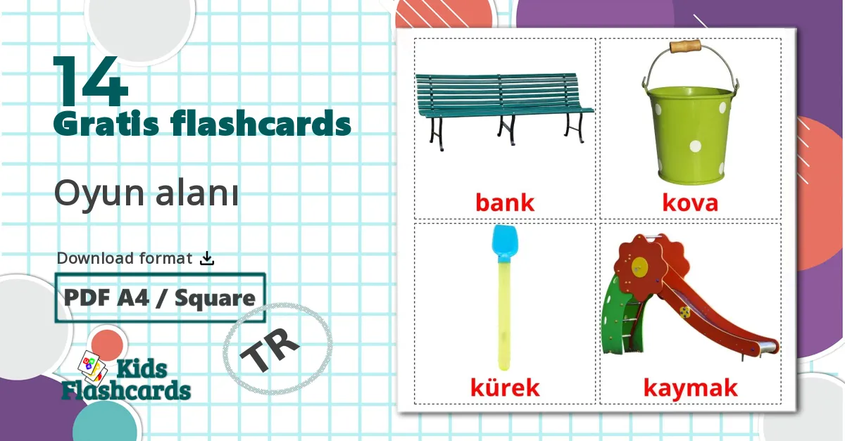 14 Oyun alanı billedkort for børn