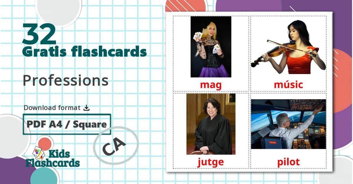 32 Professions billedkort for børn