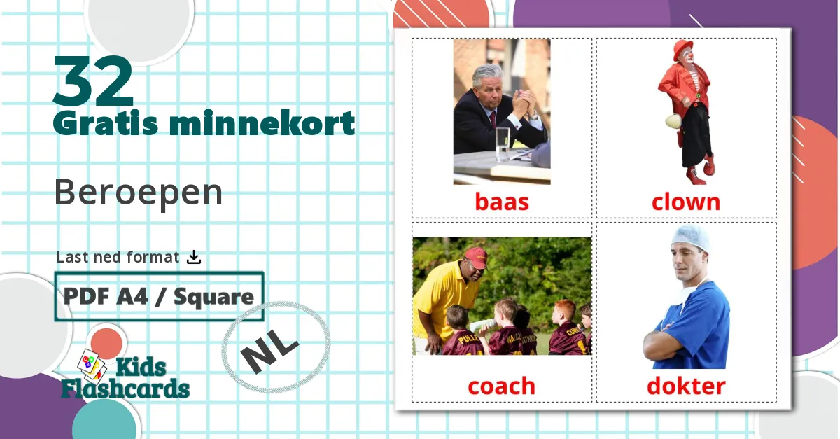 32 Beroepen bildekort