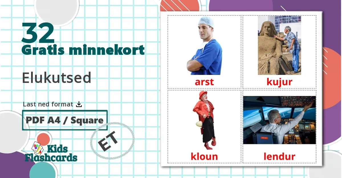 32 Elukutsed bildekort