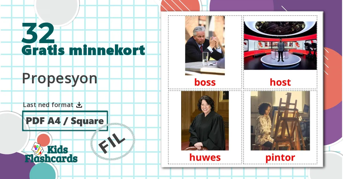 32 Propesyon bildekort
