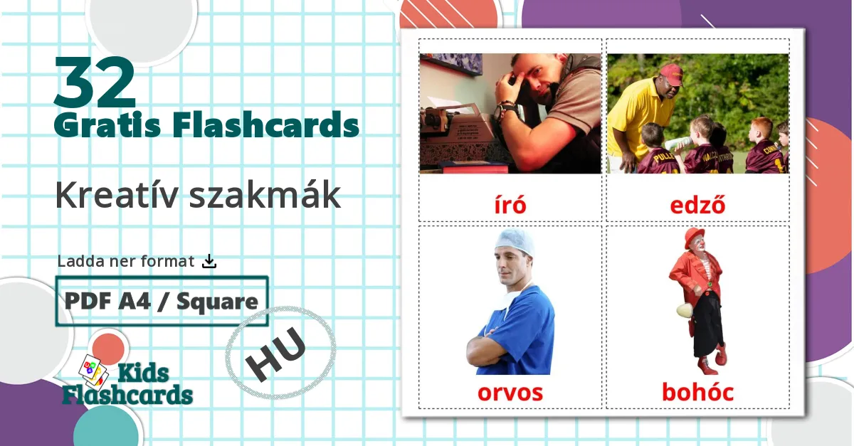 32 Kreatív szakmák bildkort för barn
