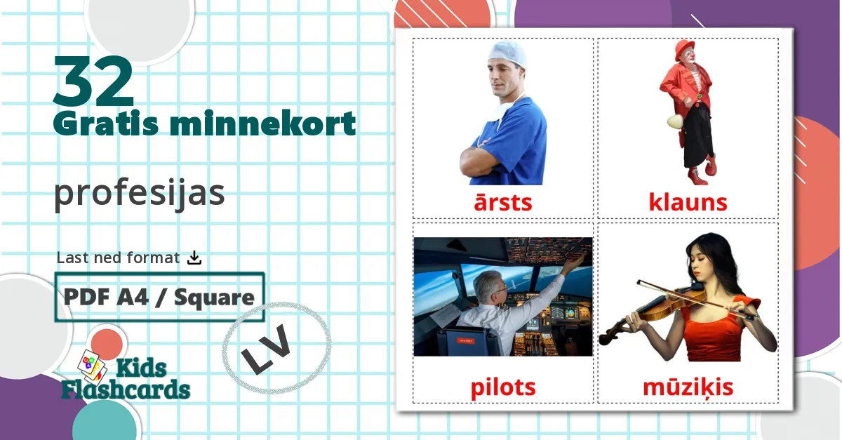 32 profesijas bildekort