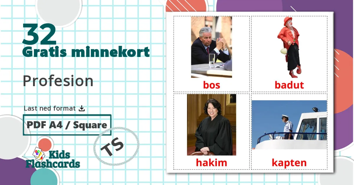 32 Yrker bildekort