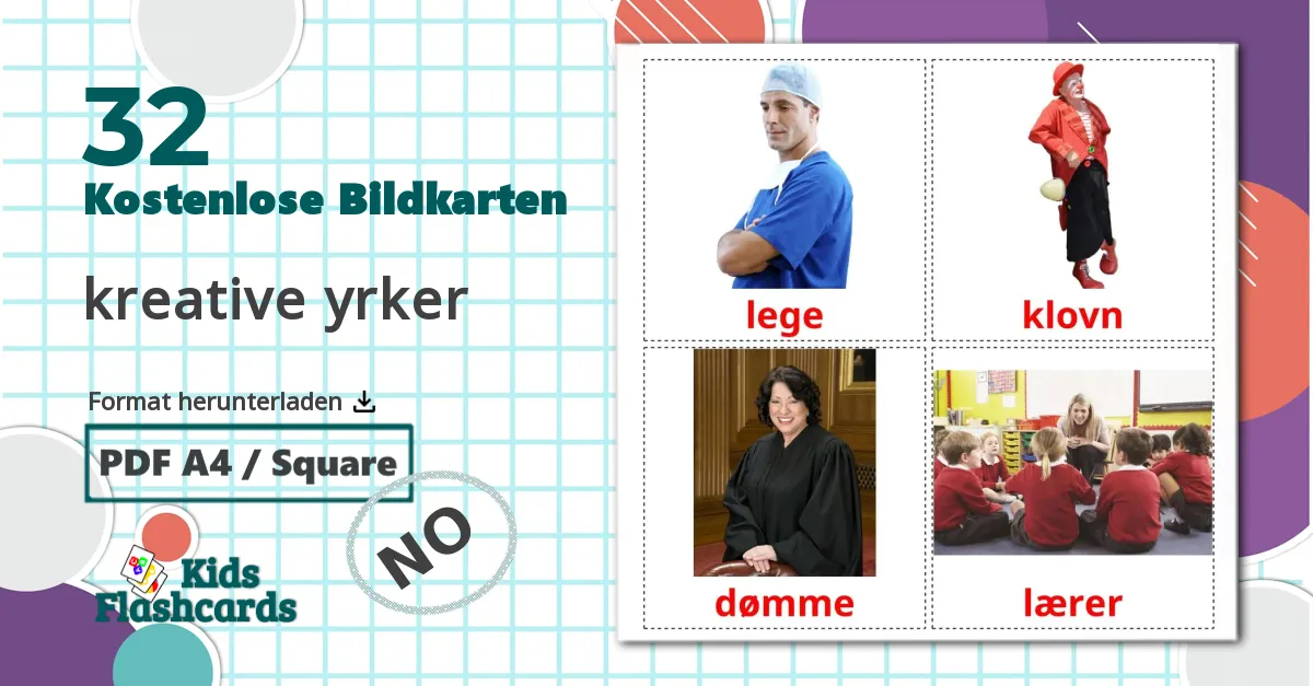 32 Bildkarten für kreative yrker