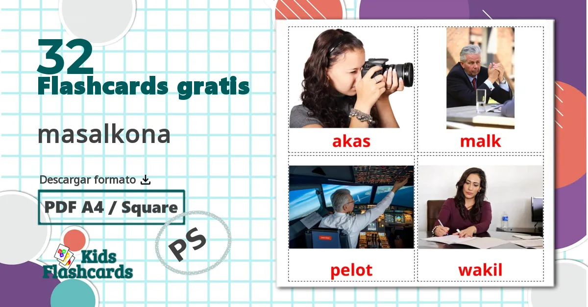 32 tarjetas didacticas de Profesiones