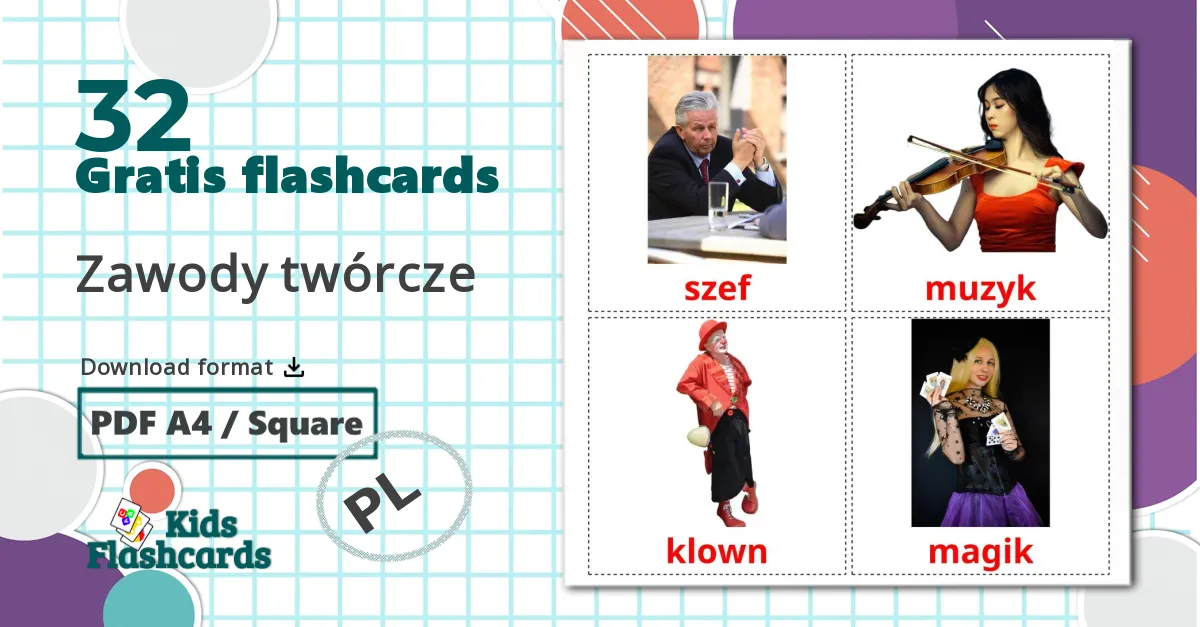 32 Zawody twórcze billedkort for børn