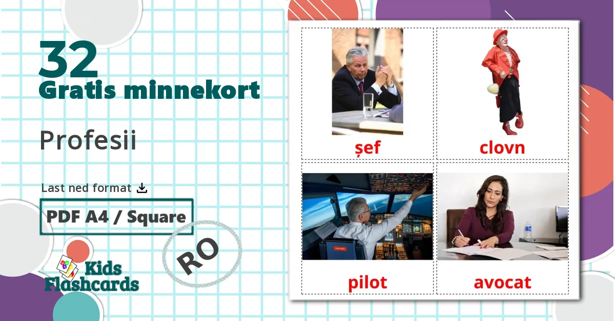 32 Profesii bildekort
