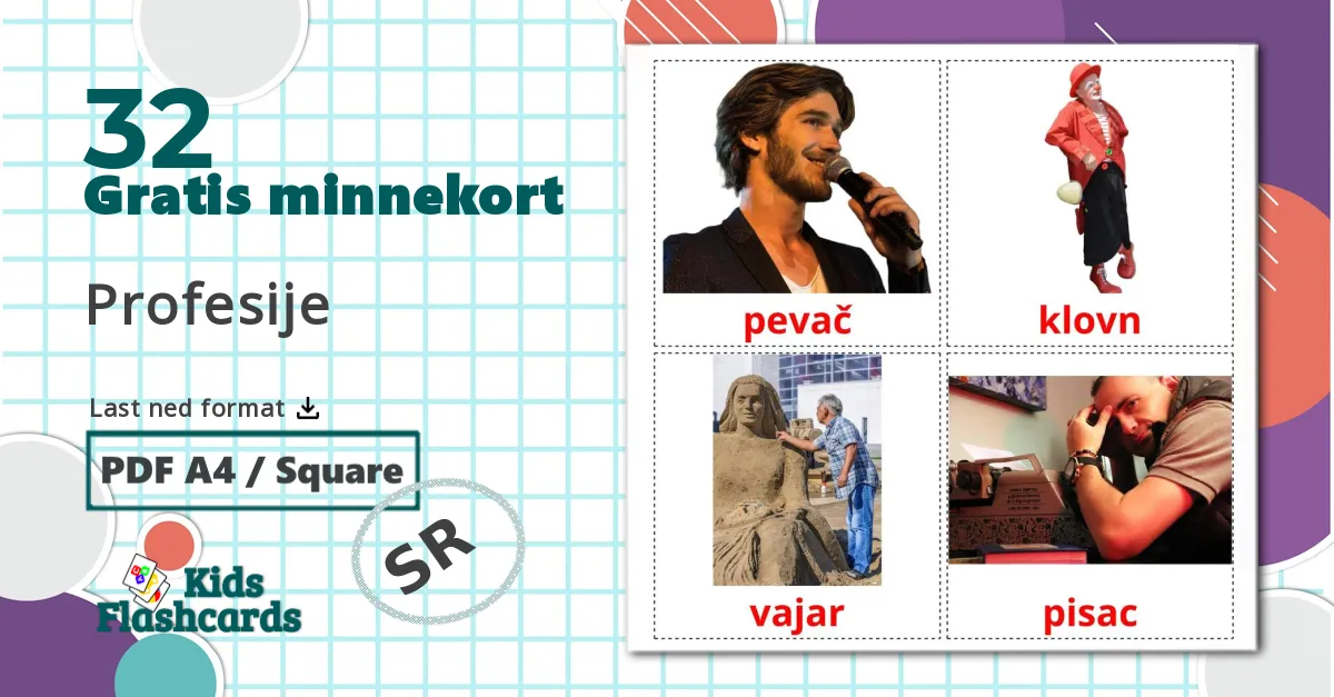 32 Profesije bildekort