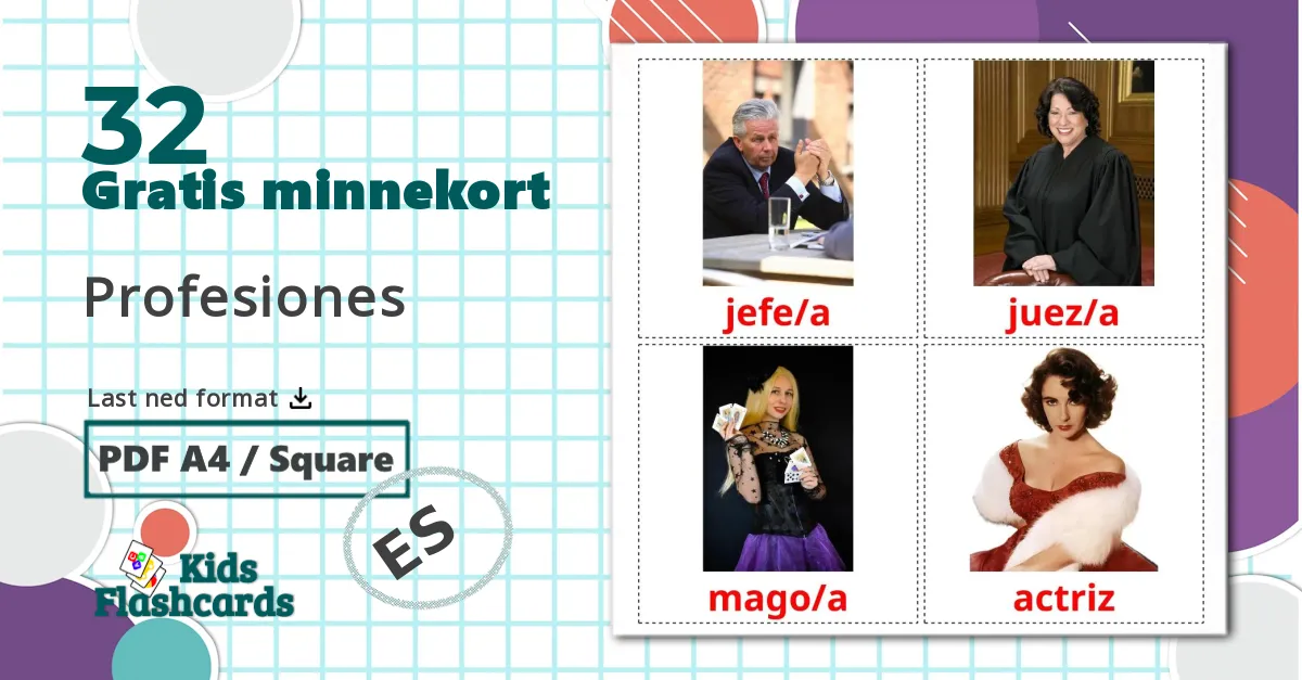 32 Profesiones bildekort