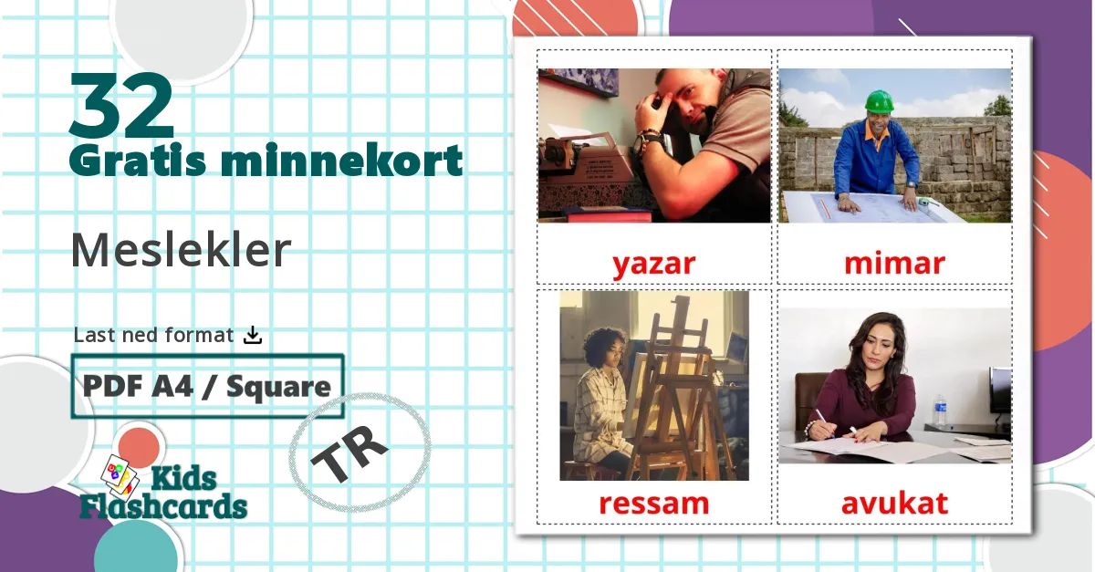32 Meslekler  bildekort