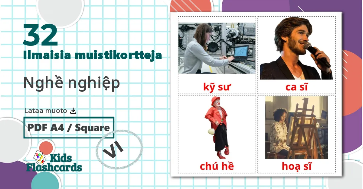32 Nghề nghiệp  lasten kuvakortit