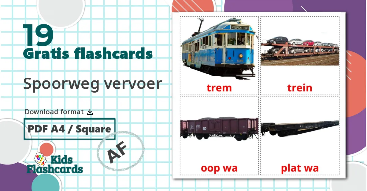 19 Spoorweg vervoer billedkort for børn