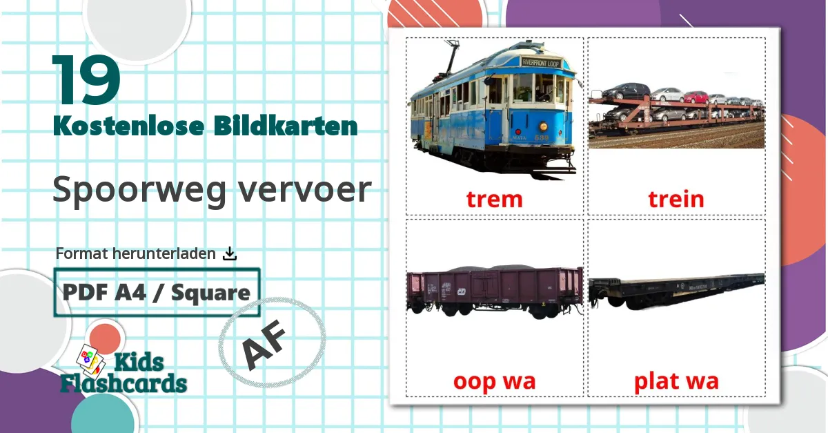 Schienenfahrzeug - Afrikaans Vokabelkarten