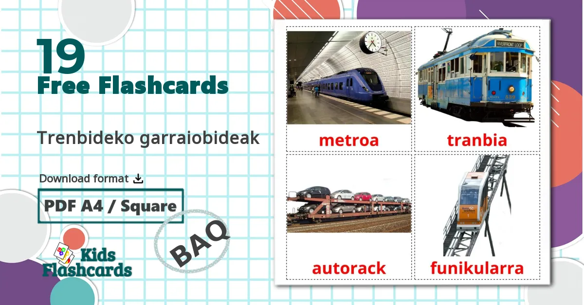 Rail transport - basque vocabulary cards