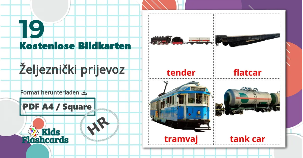 19 Bildkarten für Željeznički prijevoz