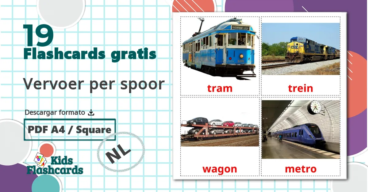 19 tarjetas didacticas de Vervoer per spoor