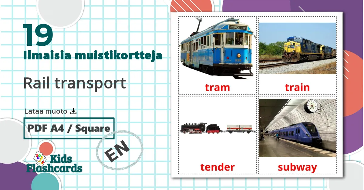 19 Rail transport lasten kuvakortit