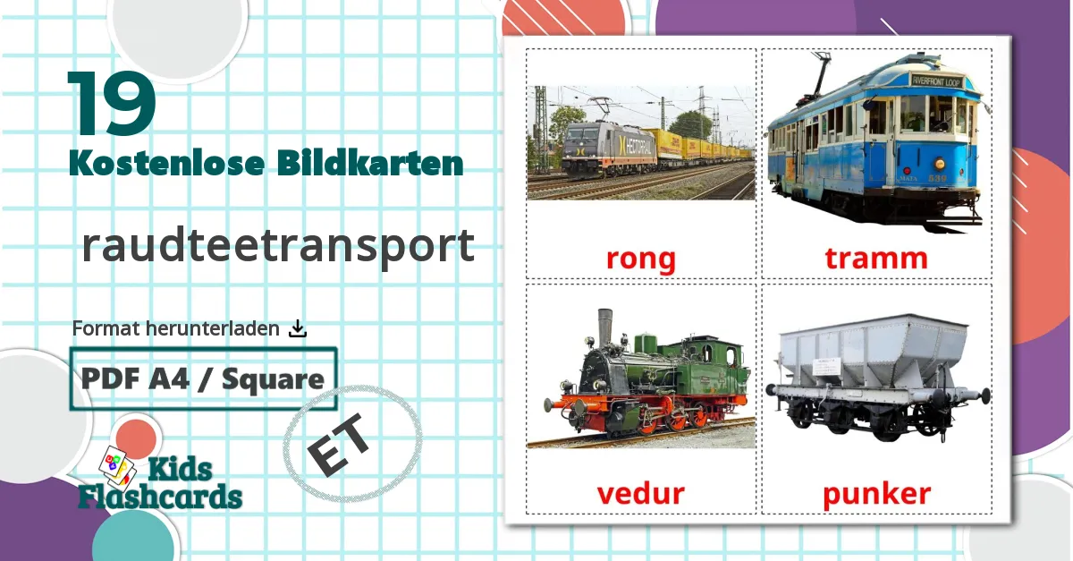 19 Bildkarten für  raudteetransport