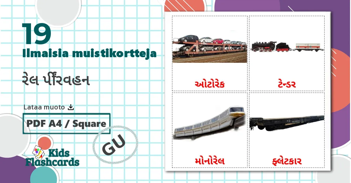 19 રેલ પરિવહન lasten kuvakortit