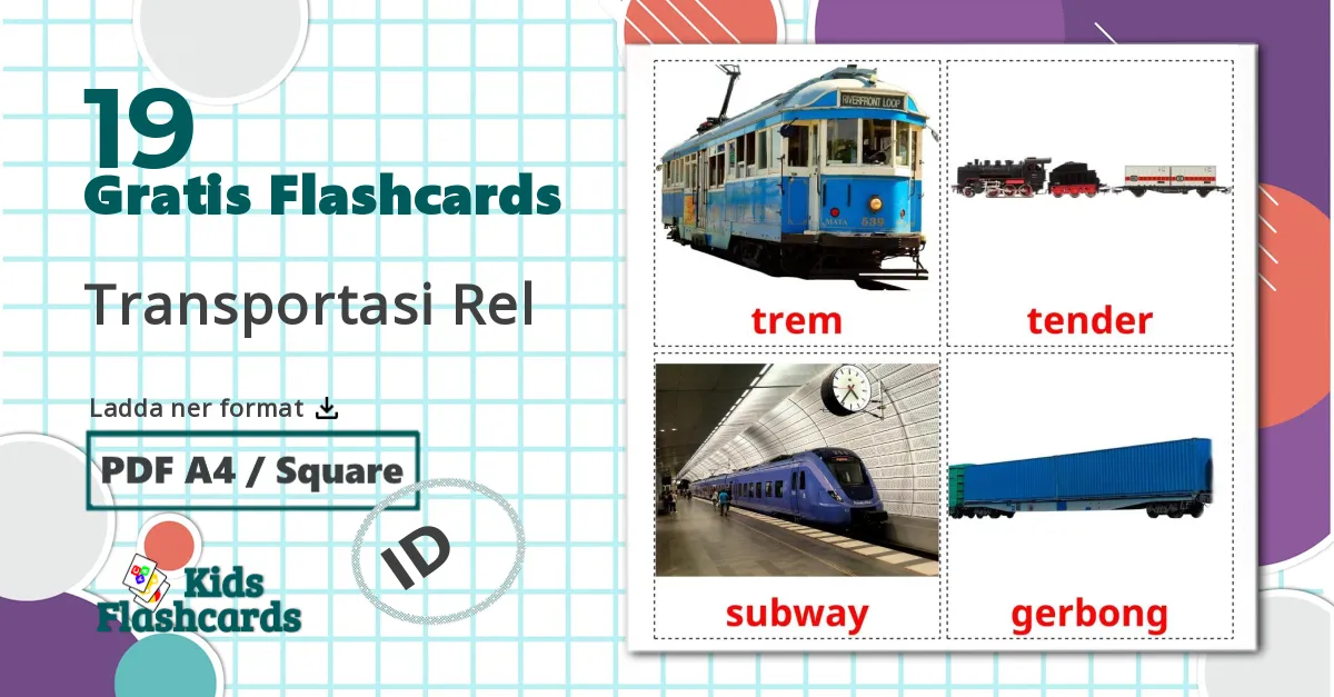 19 Transportasi Rel bildkort för barn