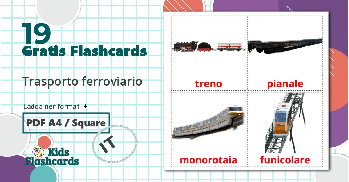 19 Trasporto ferroviario bildkort för barn
