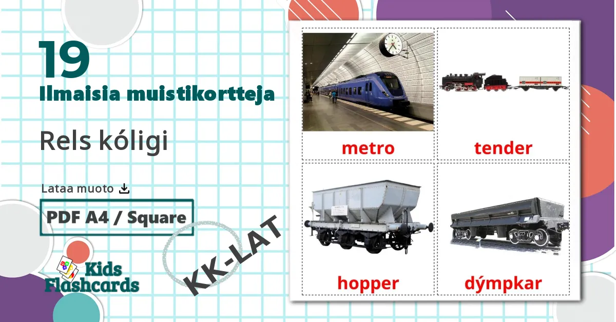 19 Rels kólіgі lasten kuvakortit