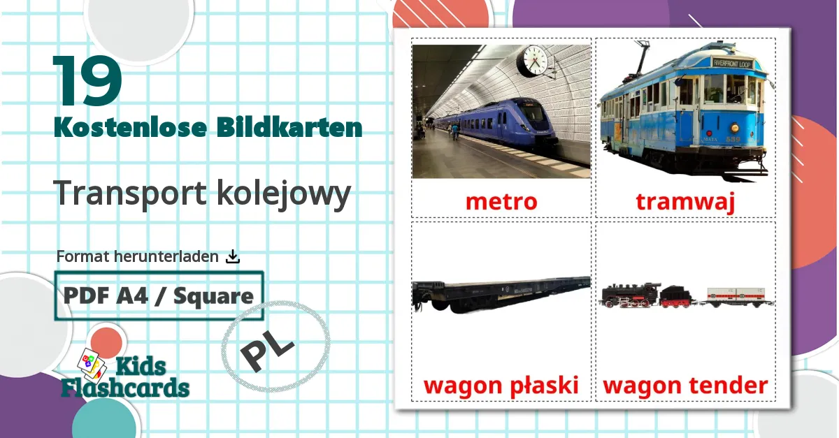 19 Bildkarten für Transport kolejowy