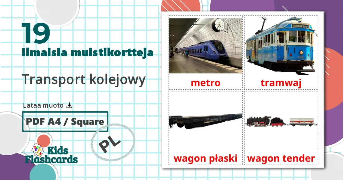 19 Transport kolejowy lasten kuvakortit