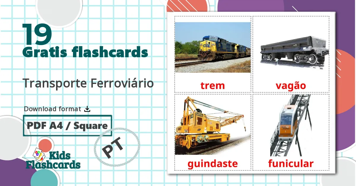 19 Transporte Ferroviário billedkort for børn